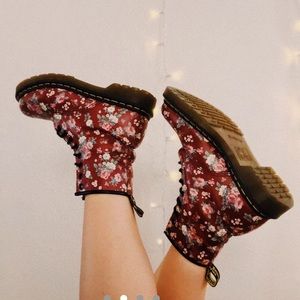 Red Floral Dr. Martens 1460 Women’s Size 6